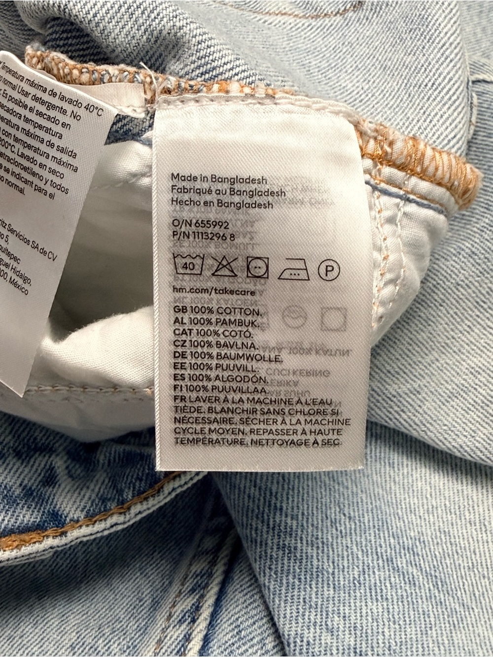 H&M &Denim Baggy Low Waist Jeans Light Wash 100% Cotton US 6 EU 38 - Picture 9 of 9